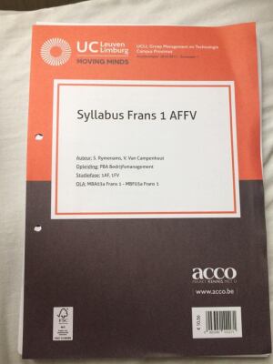 syllabus Frans 1AFFV