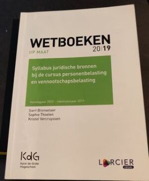 Wetboeken 2019 syllabus juridische bronnen bij de cursus personenbelasting en vennootschapsbelasting
