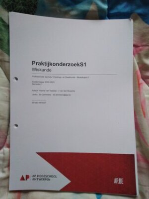 Praktijkonderzoek Wiskunde S1 | Professionele bachelor Voedings- en Dieetkunde - Modeltraject 1