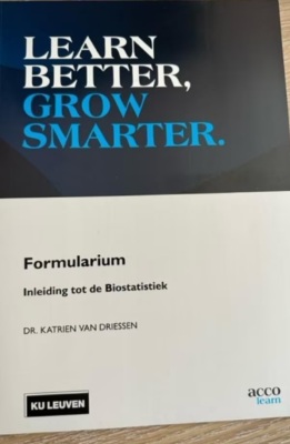 Formularium en tabellen: beschrijvende statistiek en kansrekenen