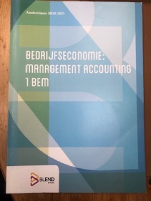 BLEND Bedrijfseconomie: Management accounting 1 BEM