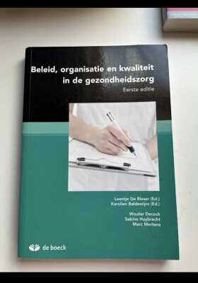 Beleid, organisatie en kwaliteit in de gezondheidszorg