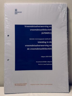 Vreemdetaalverwerving en Vreemdetaaldidactiek (A704051) – Bachelor Toegepaste Taalkunde 1